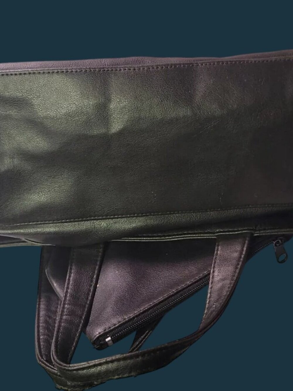 TR Bentley Tote Shoulder Bag Faux Leather Black Attached Change Purse Vintage - Picture 8 of 10